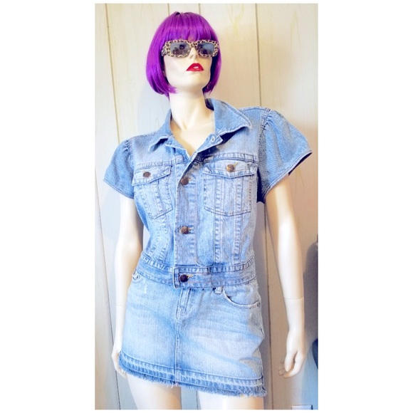 Vintage Y2K Venezia Cropped Blue Denim Buttondown Jean Jacket - Picture 5 of 8